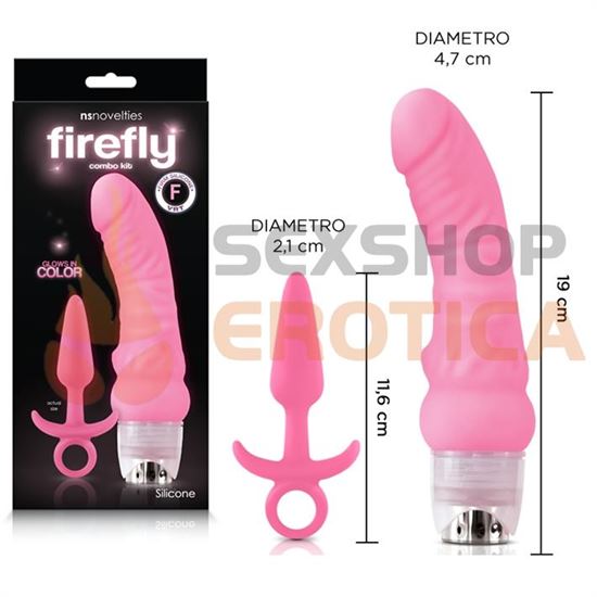 Kit dilatador anal y vibrador estimulador de punto G fluorescentes y Rosa